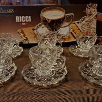 Set 12 tazzine e piattini in vetro inciso Elmas