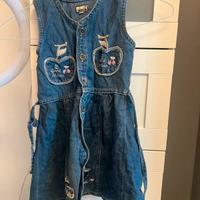 Abitino in jeans bambina 6 anni con ricami mele