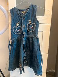 Abitino in jeans bambina 6 anni con ricami mele
