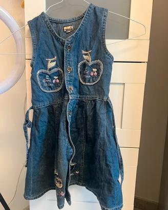 Abitino in jeans bambina 6 anni con ricami mele