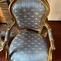 Poltrona stile Luigi XV in legno dorato