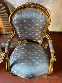 Poltrona stile Luigi XV in legno dorato