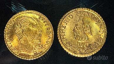 Monete oro imperio mexicano Maximiliano