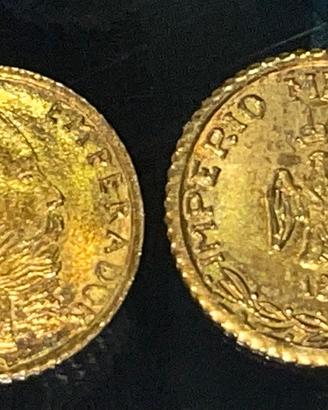 Monete oro imperio mexicano Maximiliano