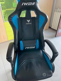 Sedia da Gaming ergonomica nera e blu (Armour, WM)