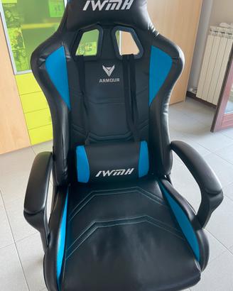 Sedia da Gaming ergonomica nera e blu (Armour, WM)