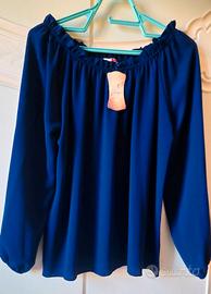 ELEGANTE BLUSA, LEGGERA BLU TG.42 - 50