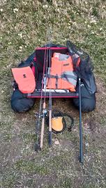 Bellyboat+canne da pesca+ Guadino e accessori