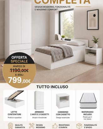 Cameretta completa letto contenitore + materasso