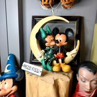 Statua Disney Mickey & Minnie su Luna - Vintage