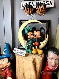 Statua Disney Mickey & Minnie su Luna - Vintage