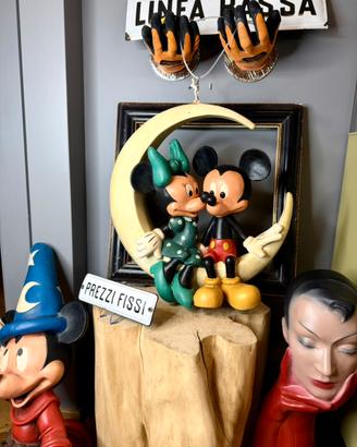Statua Disney Mickey & Minnie su Luna - Vintage