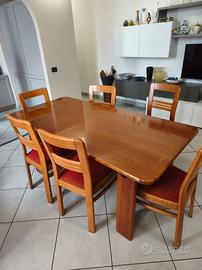 tavolo in rovere + sei sedie  in legno massello.
