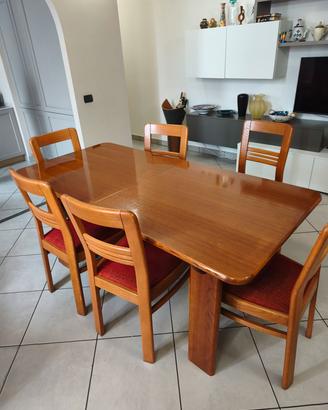 tavolo in rovere + sei sedie  in legno massello.