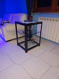 Mobiletto laccato nero e vetro