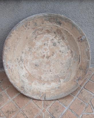 Antico Vassoio-Terracotta Dipinto a Mano-Antichità
