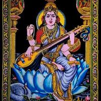 Batik indiano tela decorativa divinità Saraswati