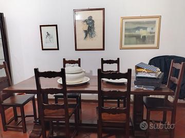 tavolo e sedie in fratino, legno massello 