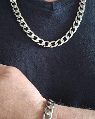 Set Uomo Collana + Bracciale in Acciaio Inox 