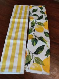 set 2 strofinacci cucina mani piatti limoni decora