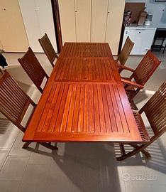 Tavolo teak  con 8 sedie con omaggio sdraio