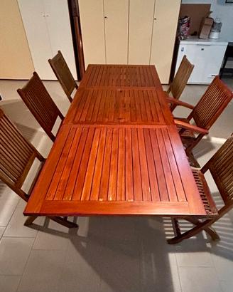 Tavolo teak  con 8 sedie con omaggio sdraio