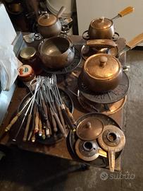 set per fondue in rame 