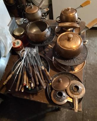 set per fondue in rame 