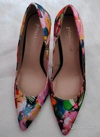 Scarpe décolleté con tacco con stampa floreale