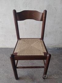 6 Sedie Pisa, In Legno Massello, Seduta in Paglia