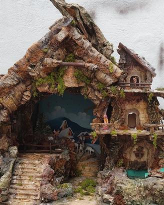 Presepe completo illuminazione interna e esterna