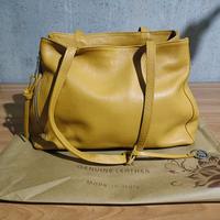 Shoppingbag vera pelle giallo senape Made in Italy