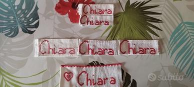 6 etichette ricamate nome Chiara
