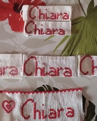 6 etichette ricamate nome Chiara
