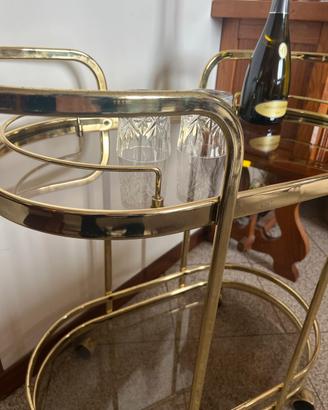 Carrello bar Vintage  ‘70 ottone e vetro - retró