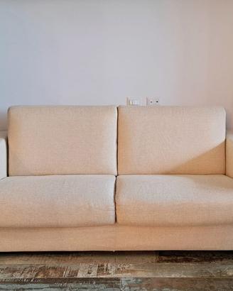 Divano Letto 2-3 posti-cotone chiaro con piedini