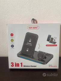 Wireless charger 3 in 1 confezione originale
