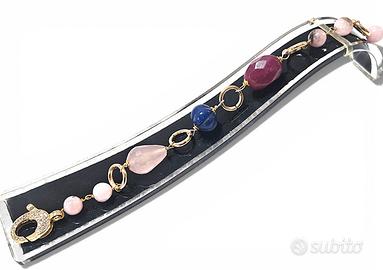 Bracciale: Rubino, Zaffiro, Quarzo Rosa, diaspro