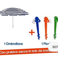 ombrellone mare + picchetto+ custodia 