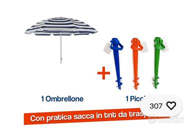 ombrellone mare + picchetto+ custodia 