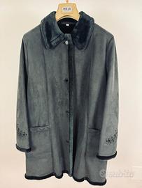 Montone Pelliccia vintage con ricami floreali