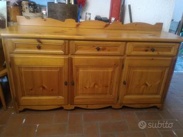 Mobile da soggiorno 3 ante, 3 cassetti in pino '60