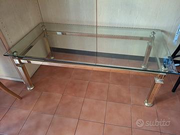 Tavolino da fumo in vetro e ottone