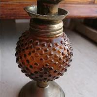 Portacandela in ottone con ampolla porta-incenso