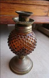 Portacandela in ottone con ampolla porta-incenso