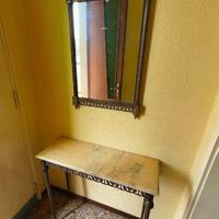 Consolle in ottone e marmo con specchio