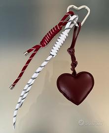 Portachiavi cuore borsetta charm rosso bianco