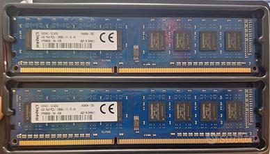 RAM 4GB DDR3 1600MHz Kingston (in copia 2 memorie)