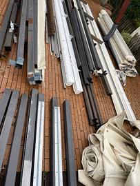 Gazebo 16m x 4m con chiusure superiori e laterali