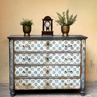 Cassettiera Vintage Dipinta Patina Antica